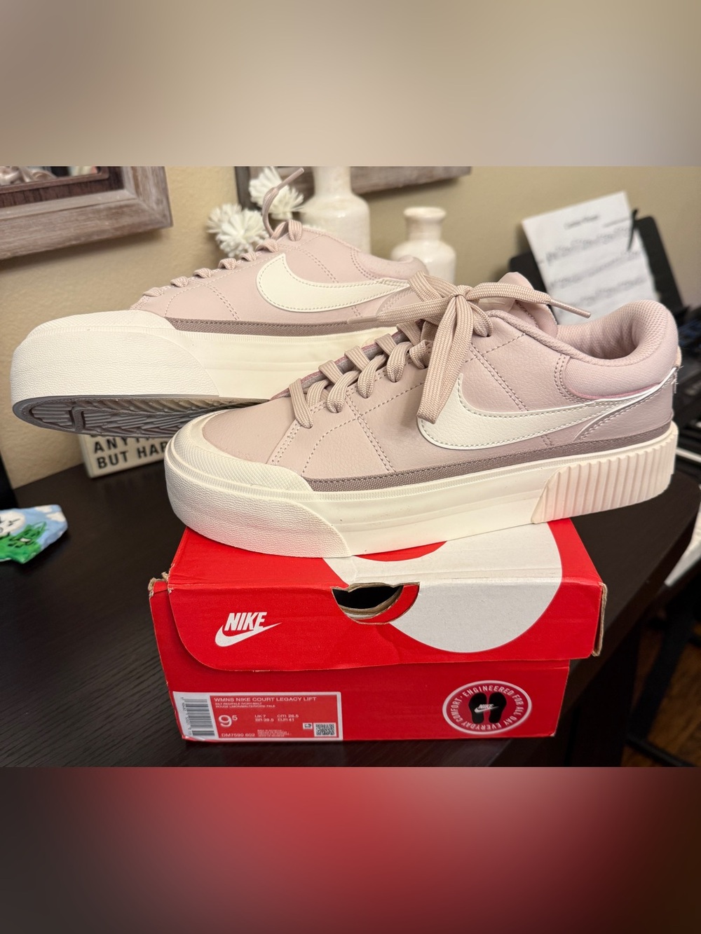 Nike Court Legacy Lift Platform Sneakers - Silt Red/Malt - Size 9.5 (NIB)